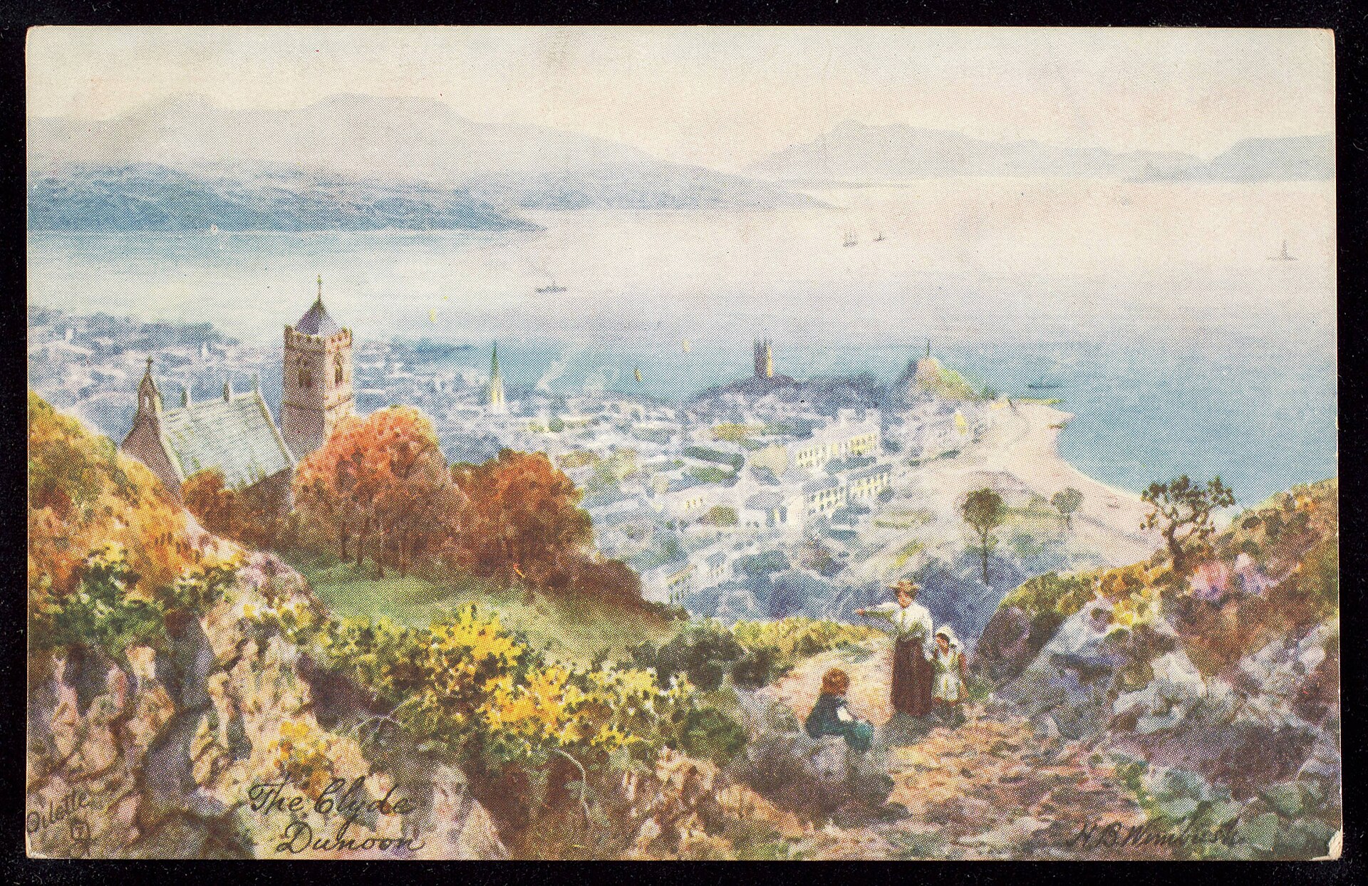 The Firth of Clyde at Dunoon with sailing vessels in the foreground.